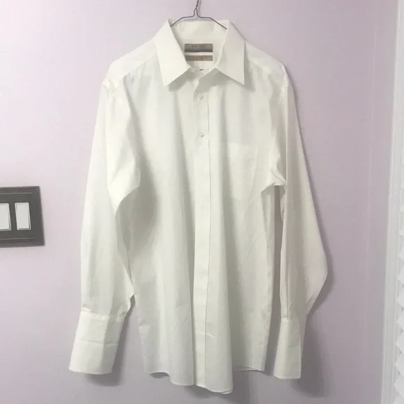 slim fit dress slacks Thomas Mason Solid White Broadcloth Button Down Shirt - Regular Fit
